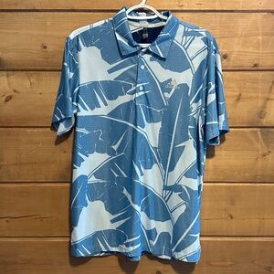 Adidas Palm Leaf Mesh Blue Crew Navy Polo Golf Shirt sz M